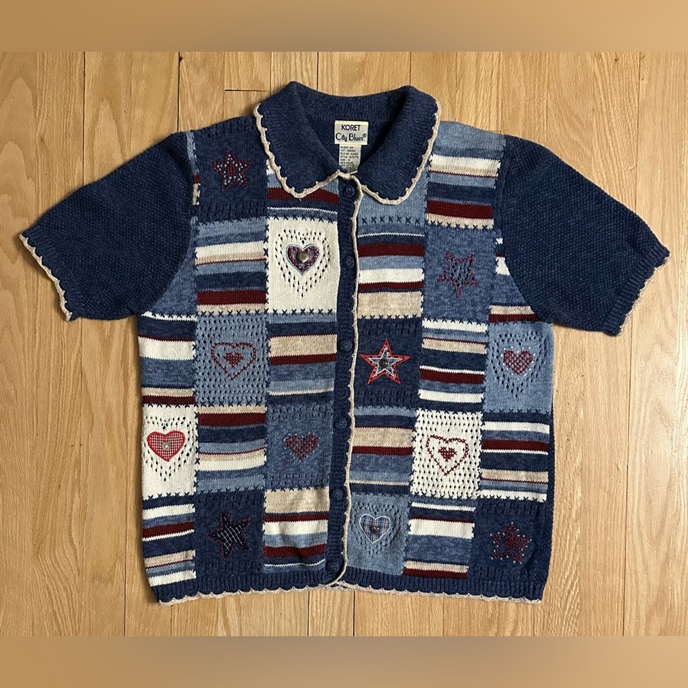 Korbet Vintage Americana Short-Sleeve Cardigan Sweater, Women’s Size Small